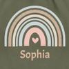 Drawstring Backpack, Boho Rainbow, Olive Green, Personalized view 2