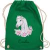 Drawstring Backpack – Horse Head with Personalized Name, Green view 1
