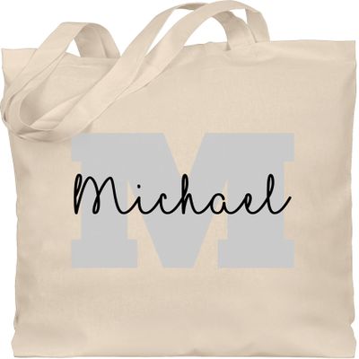 Personalized Cotton Tote Bag with Initial and Name – Natural White, One Size