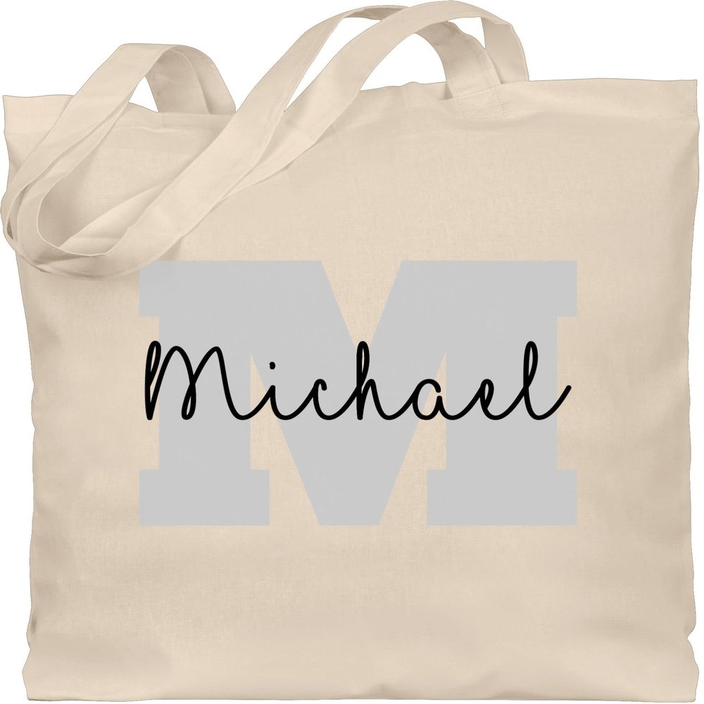 Personalized Cotton Tote Bag with Initial and Name – Natural White, One Size
