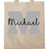 Personalized Cotton Tote Bag with Initial and Name – Natural White, One Size view 4