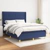 vidaXL Box Spring Bed with Mattress Blue 140 x 200 cm Fabric view 2