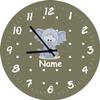 Shirtinstyle Handmade Elephant Wall Clock for Kids' Rooms with Custom Name, 29 cm, Sage view 1