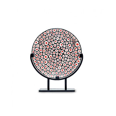 YourMurano Murano Glass Plate for Home Decor, Authentic Italian-Made Glass Artwork, Handmade Glass Centerpiece, Red Murrine Plate