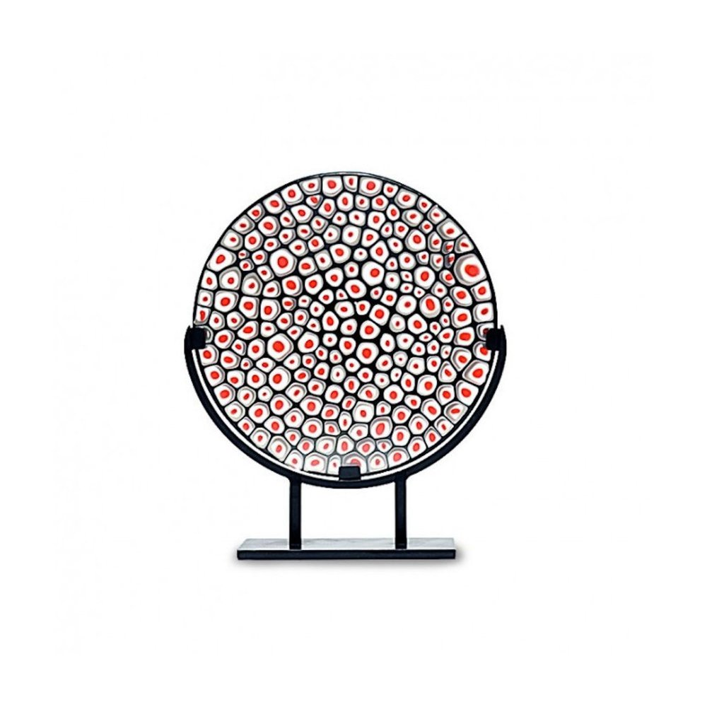 YourMurano Murano Glass Plate for Home Decor, Authentic Italian-Made Glass Artwork, Handmade Glass Centerpiece, Red Murrine Plate