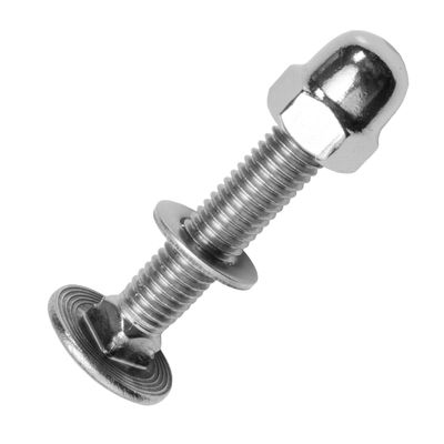 Techtanium M10 x 80/80 mm Carriage Bolts with A2 Stainless Steel Cap Nuts and Washers, 5 pcs