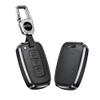 KUNIO 3-Button Key Fob Cover for Hyundai and Kia, Aluminum Alloy and Leather, Black view 1