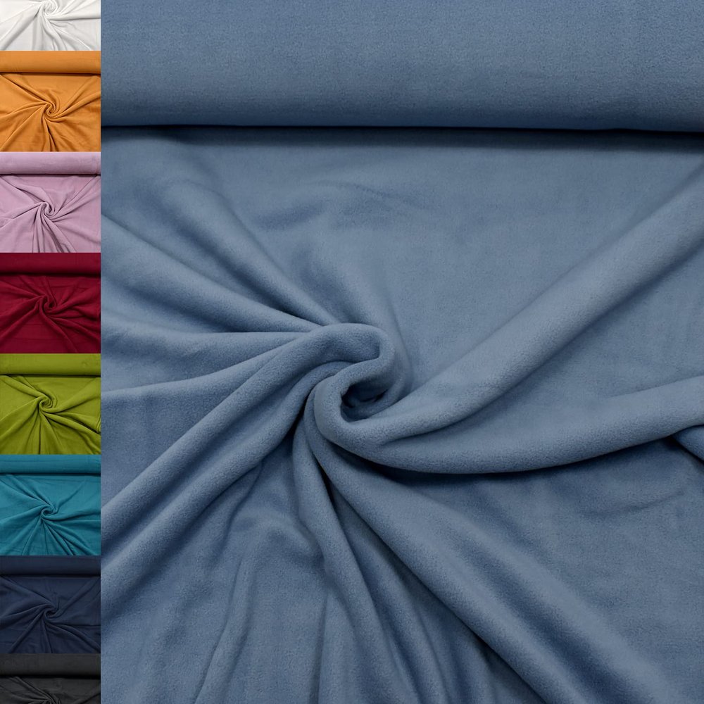 MAGAM-Stoffe Lisa Anti-Pilling Microfleece Fabric, Solid Color, 50 cm (14 Smoke Blue)