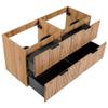Lomadox 120 cm Double Vanity Cabinet in Wotan Oak with Grooved Front view 3
