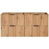 Lomadox 120 cm Double Vanity Cabinet in Wotan Oak with Grooved Front view 4