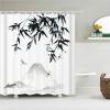 JIAMELUCK Black and White Ink Landscape Shower Curtain, Waterproof Polyester, 63 x 71 in view 1
