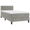 vidaXL Box Spring Bed with Mattress & LED, Light Gray, 90x200 cm, Velvet view 1