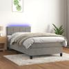 vidaXL Box Spring Bed with Mattress & LED, Light Gray, 90x200 cm, Velvet view 2