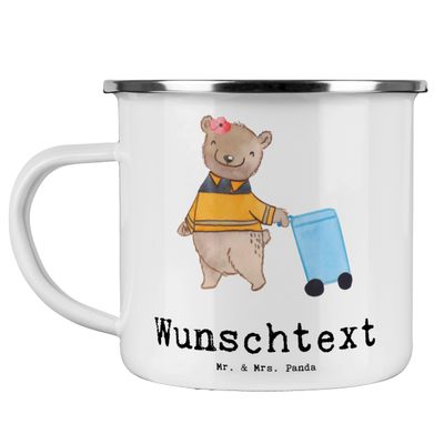 Mr. & Mrs. Panda Personalized Enamel Mug with Name – Waste Collection Worker Heart