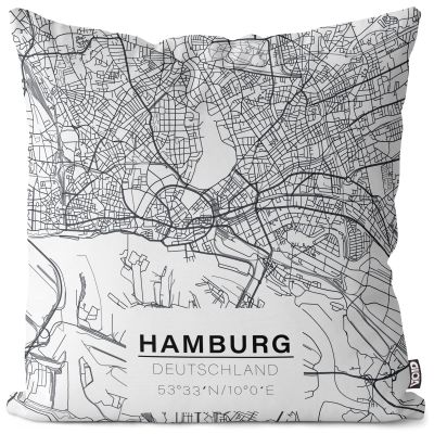 VOID Hamburg Map Pillow Cover, 50 x 50 cm
