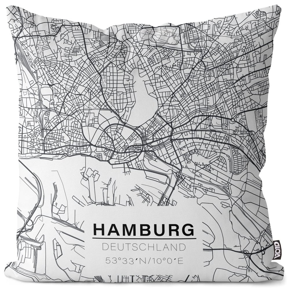 VOID Hamburg Map Pillow Cover, 50 x 50 cm
