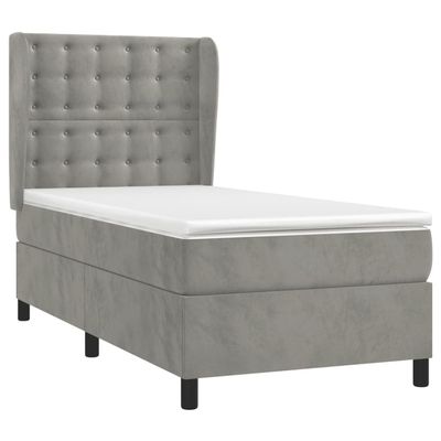 vidaXL Box Spring Bed with Mattress Light Gray 100x200 cm Velvet