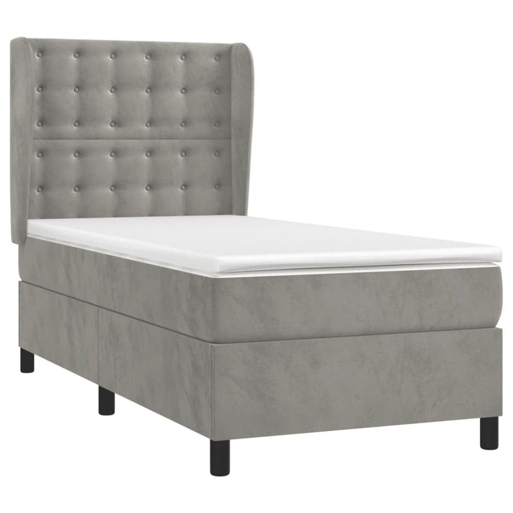 vidaXL Box Spring Bed with Mattress Light Gray 100x200 cm Velvet