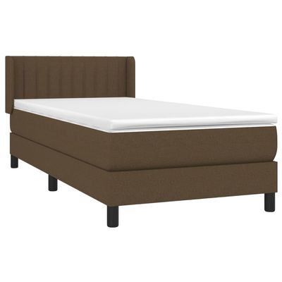 vidaXL Box Spring Bed with Mattress Dark Brown 100x200 cm Fabric