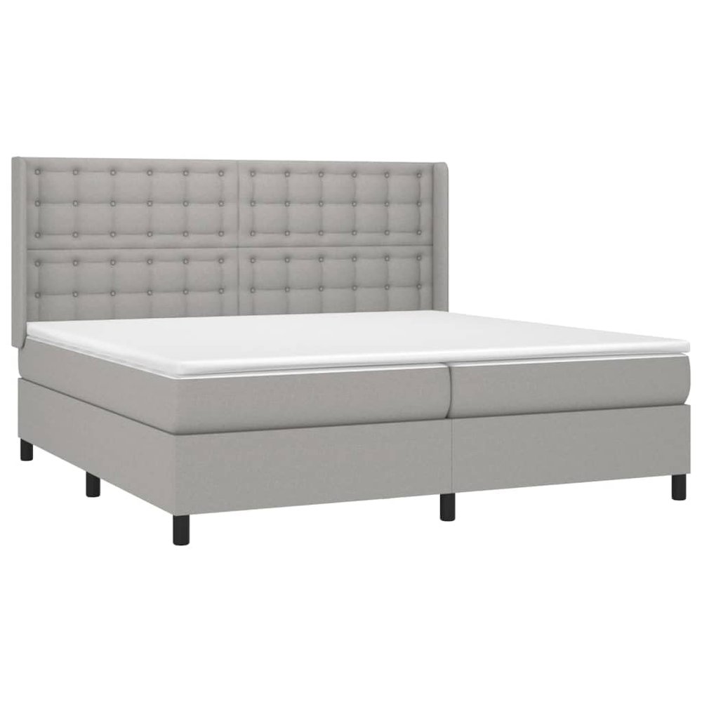 vidaXL Box Spring Bed with Mattress Light Gray 200x200 cm Fabric