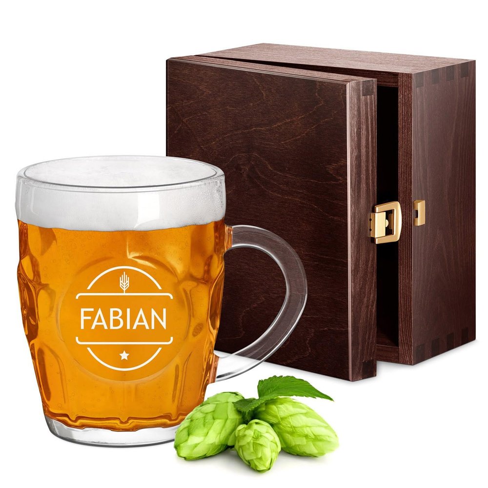 Maverton Traditional Engraved Beer Mug, 500 ml with Handle