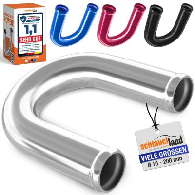 3-Piece 180° Aluminum Elbow, 48 mm OD, Polished & Beaded