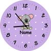 Shirtinstyle Personalized Koala Wall Clock for Kids, 29 cm, Pastel Lilac view 1