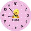 Shirtinstyle Children's Room Wall Clock with Duck Motif and Custom Name, 29 cm, Pastel Pink view 1