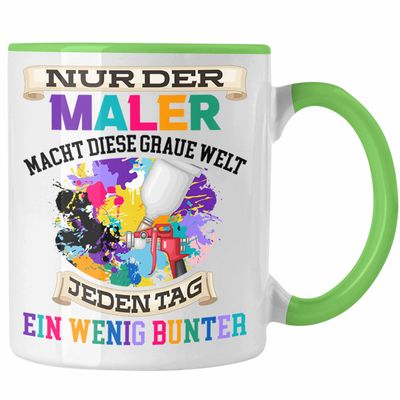 Trendation Painter Job Mug Gift for Men – Funny Evolution Painter, Gray World Colorful (Green)