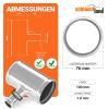 4 pcs. Aluminum T-Pipe Connector, 76 mm OD, 19 mm Branch, Polished view 2