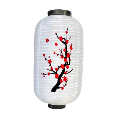 kowaku Japanese-Style Hanging Lantern, White Body with Small Flower