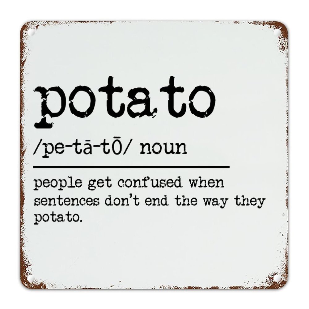 Potato Noun Definition Metal Wall Sign, 10 x 10 in