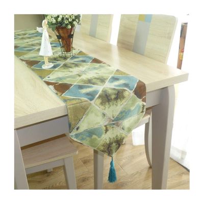 Stfery Modern Blue Geometric Diamond Table Runner, 32 x 180 cm