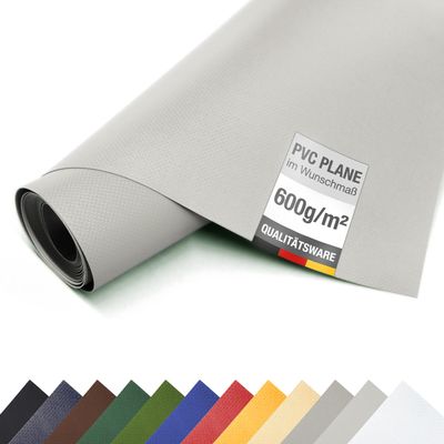 ANKO PVC Truck Tarp, 600 g/m², Heavy-Duty Industrial Cover Tarp, Light Gray, 3.2 m x 8 m