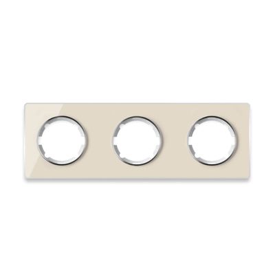 OneKeyElectro Garda Line Glass Cover Frame, 3-Gang, Horizontal, Flush-Mount, Matte Anti-Fingerprint, IP20, Beige