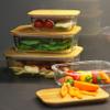 Cepewa 400 ml Food Storage Container with Bamboo Lid, Stackable Borosilicate Glass view 3