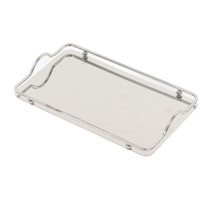 Metal Serving Tray with Handles, 34.5 x 19.5 cm, Large Rectangular Tray