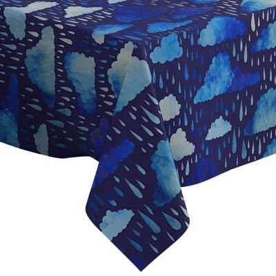Xtremepads Cloud-Rain Watercolor Pattern Rectangular Linen Tablecloth, 60 x 102 in, Washable, Wipeable, Decorative
