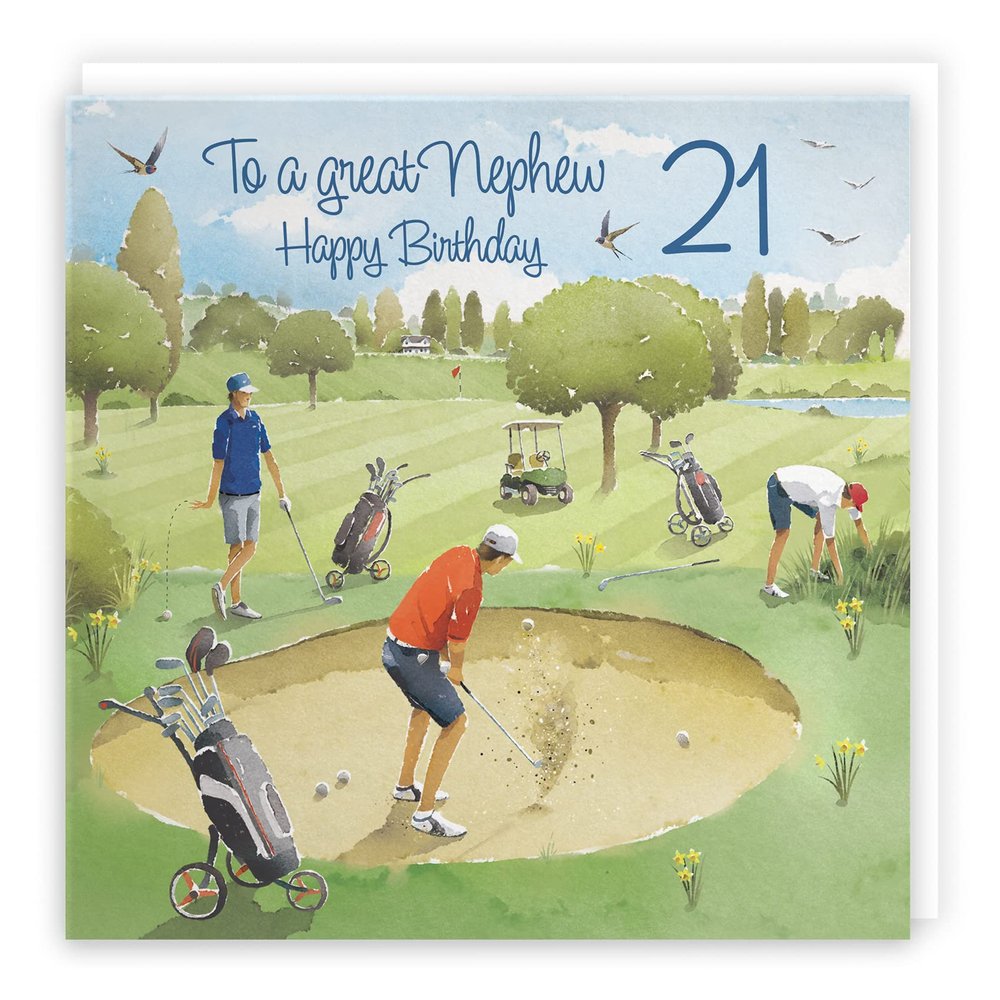 Hunts England 21st Birthday Card for Nephew, “Golf Bunker”