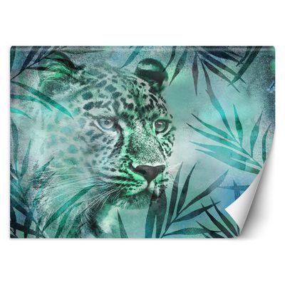 Feeby Leopard Jungle Photo Wallpaper, Green, 450 × 315 cm, XXL Non-Woven Wall Mural