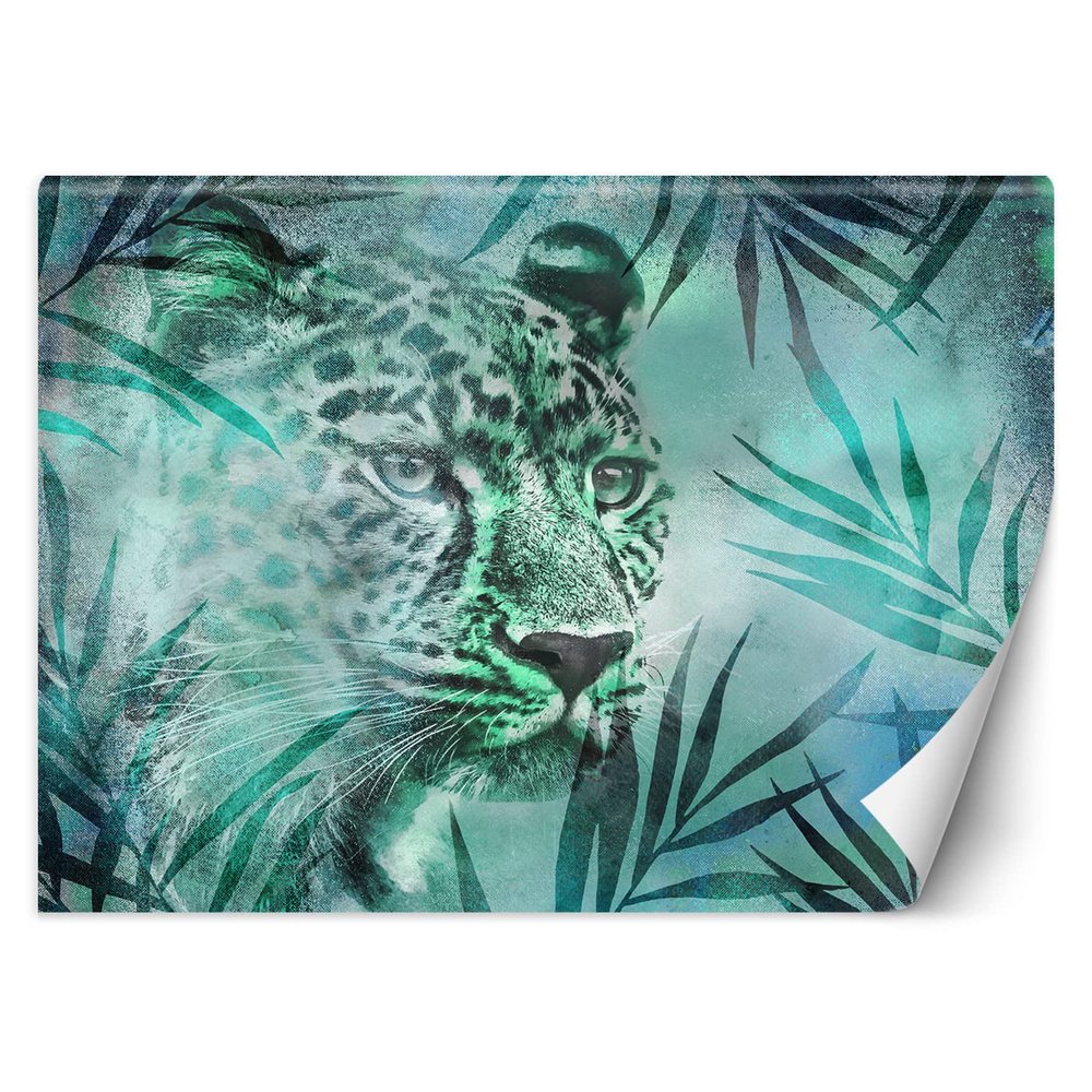 Feeby Leopard Jungle Photo Wallpaper, Green, 450 × 315 cm, XXL Non-Woven Wall Mural