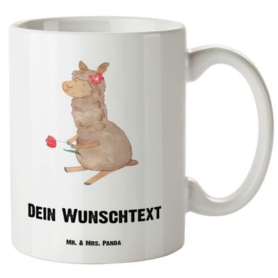 Mr. & Mrs. Panda Personalized Alpaca Flower Mug - Personalized Gifts, Lama, Saying, Custom Printed Mug, Design Your Own, Llamas, Gift, Personalized Coffee Mug, Large with Name