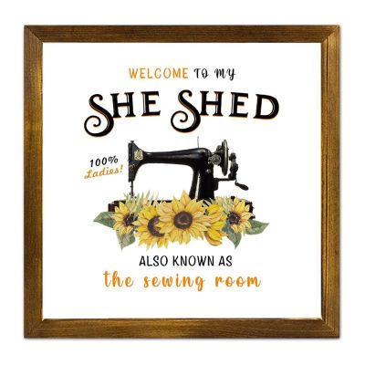 Welcome to My She Shed Sewing Room Wooden Wall Sign, 30.5 cm
