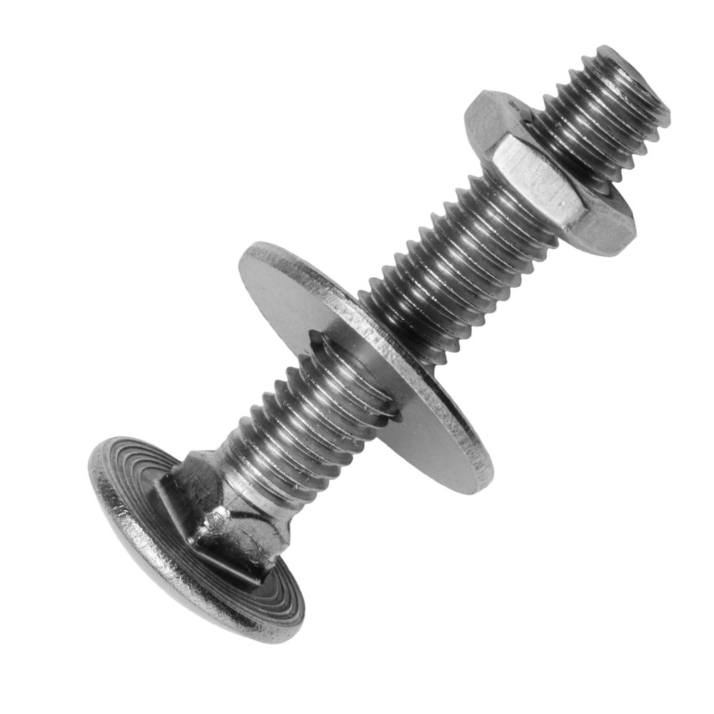 Techtanium M10 x 30/30 mm Carriage Bolts with M10 Flat Nuts and Large Washers, A2 Stainless Steel (2 Pieces) | DIN 603, DIN 439 & DIN 9021