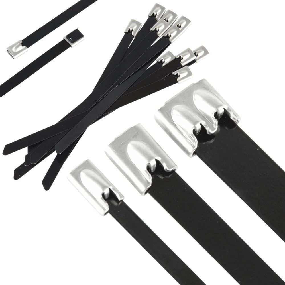 500 Black V2A Stainless Steel Cable Ties, 4.6 x 250 mm
