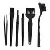 ESmoda 6-in-1 Portable Nylon Anti-Static Keyboard Cleaning Brush Kit, Black (Zipper Pouch) view 1