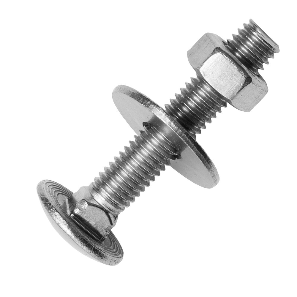 Techtanium M6 x 35/35 mm A2 Stainless Steel Carriage Bolts with Nuts and Large Washers, 200-Piece Set