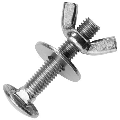 Techtanium M10 x 45/45 mm Carriage Bolts with Wing Nuts and Large A2 Stainless Steel Washers, 2-Piece Set