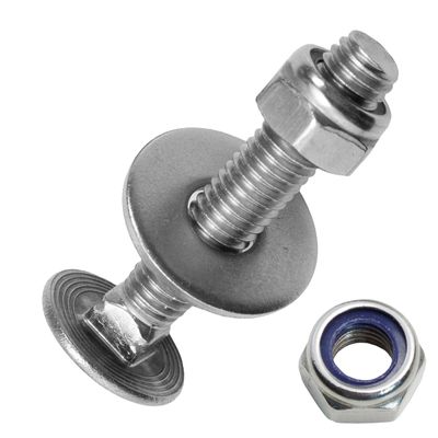 Techtanium M5 x 16/16 mm A2 Stainless Steel Carriage Bolts with Locknuts and Large Washers, 10-Piece Set