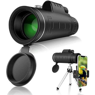 Clear Night Vision Monocular with Adjustable Phone Tripod, 40x60 BAK4 High-Power Waterproof Low-Light Telescope